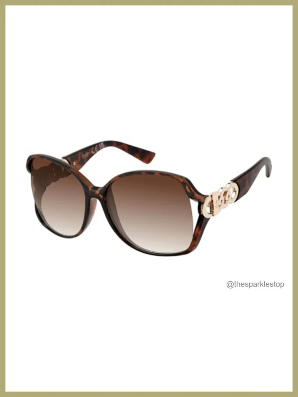 Women's Oversized Square Sunglasses with Chain Detail, UV Protection